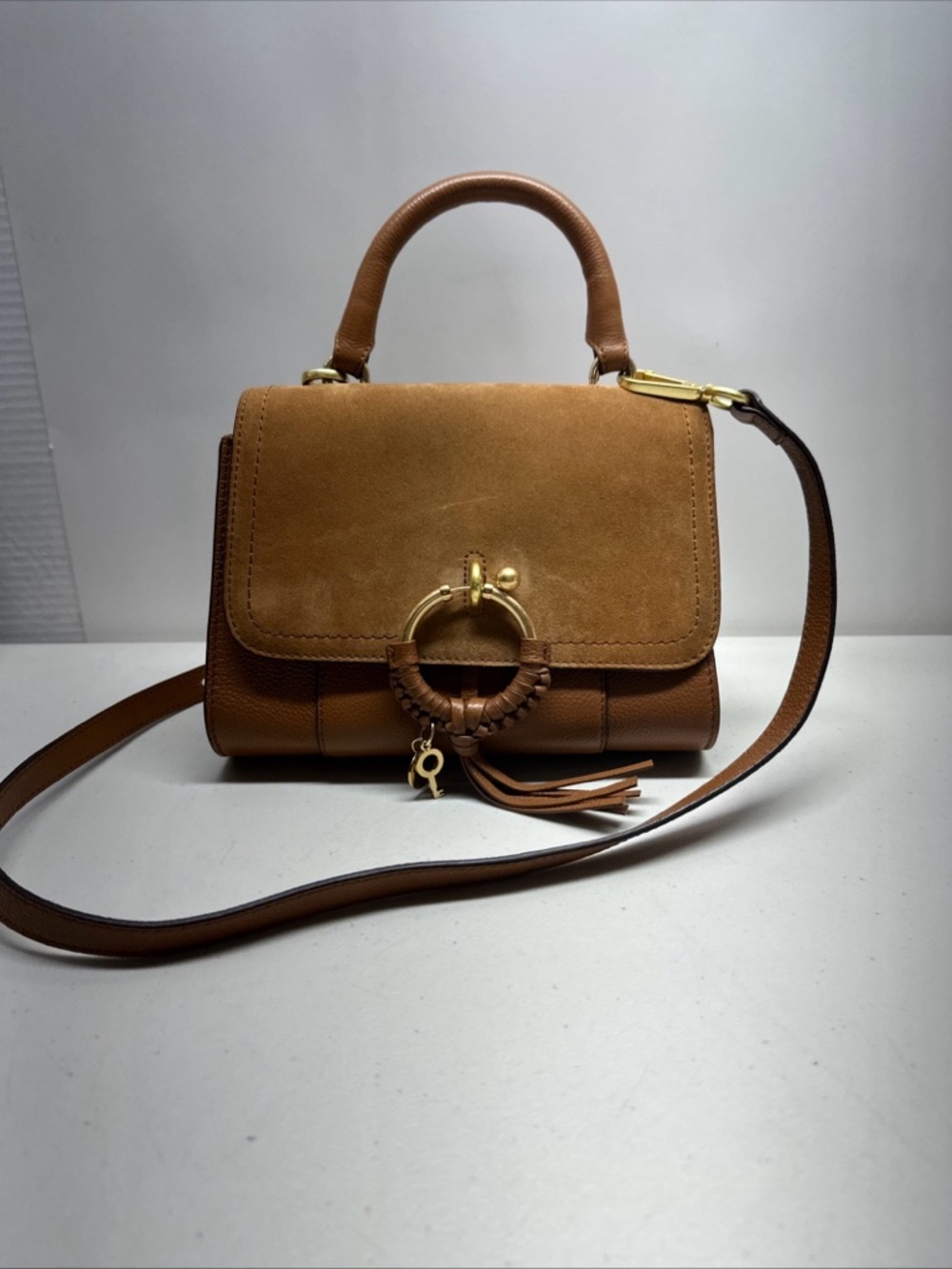 See By CHLOE Joan Mini Shoulder Leather Suede Bag Brown